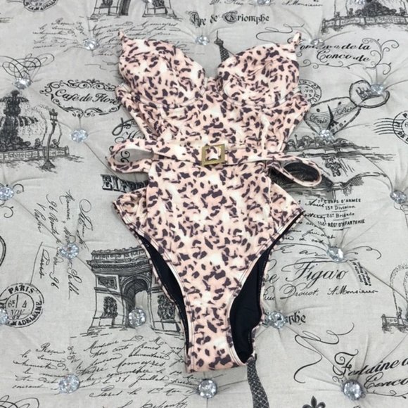 Weworewhat Tortoiseshell Printed Danielle Swimsuit - Picture 3 of 8